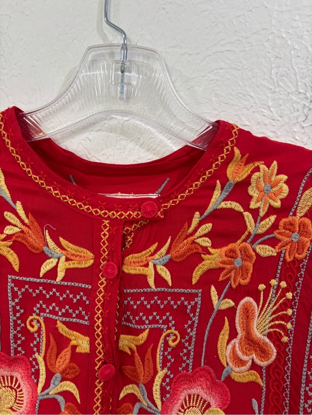 Johnny Was Red Embroidered Tunic Dress - Picture 6 of 13
